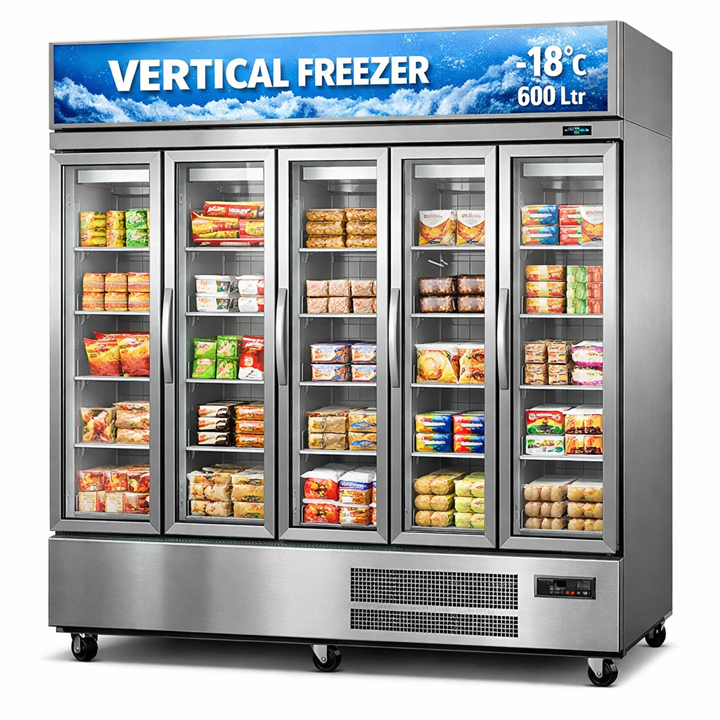 Commercial Vertical Freezer 5 door 600 Ltr
