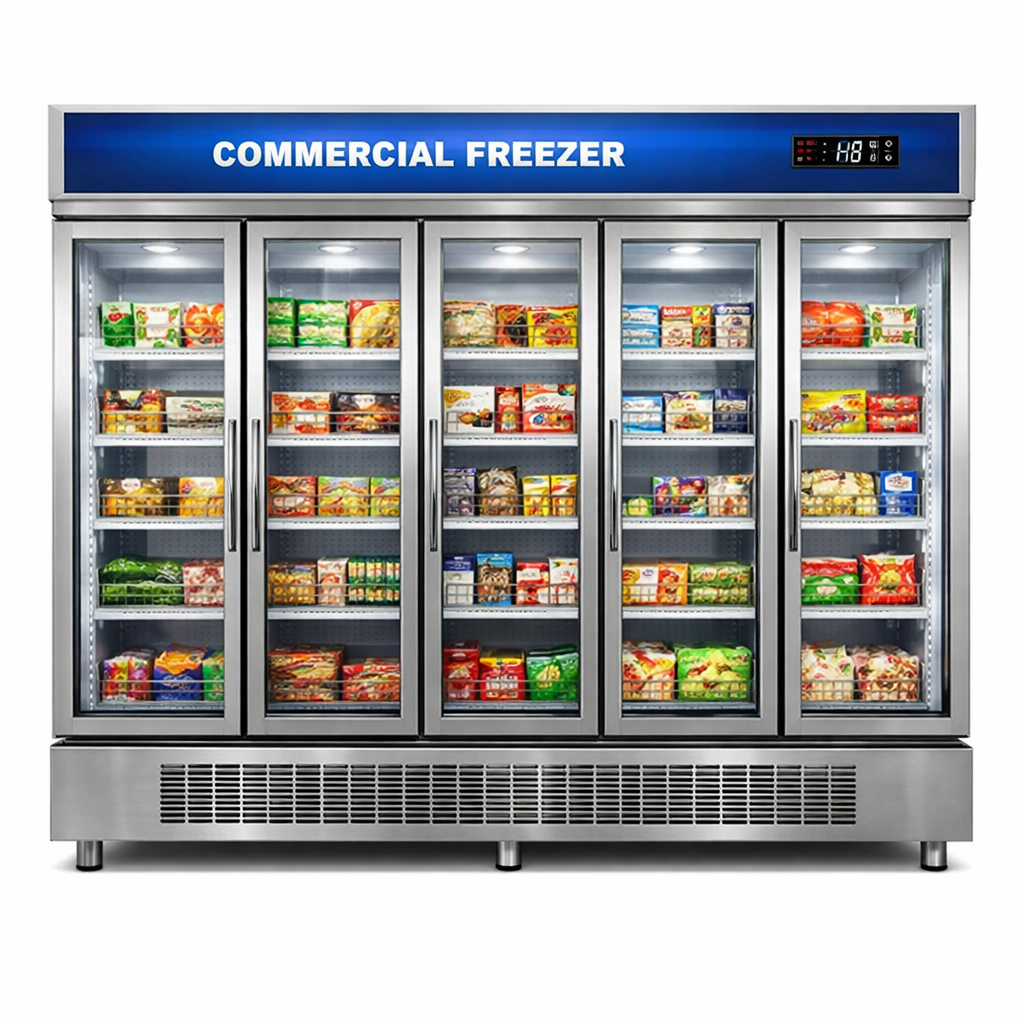Commercial Vertical Freezer 5 door 1000 Ltr